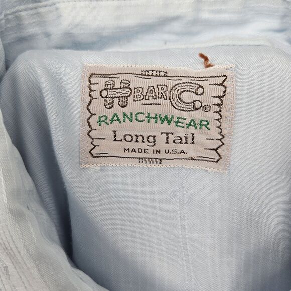 Vintage H Bar C Ranchwear Long Tail Shirt Mens Large Made in‎ USA Western Blue - Picture 11 of 12